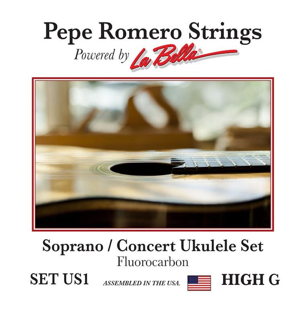 Pepe Romero Strings US1 Soprano/Concert Ukulele, High G Set