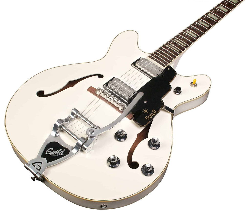 ギター Guild STARFIRE V White Guild Starfire V Bigsby - white Semi-hollow electric guitar