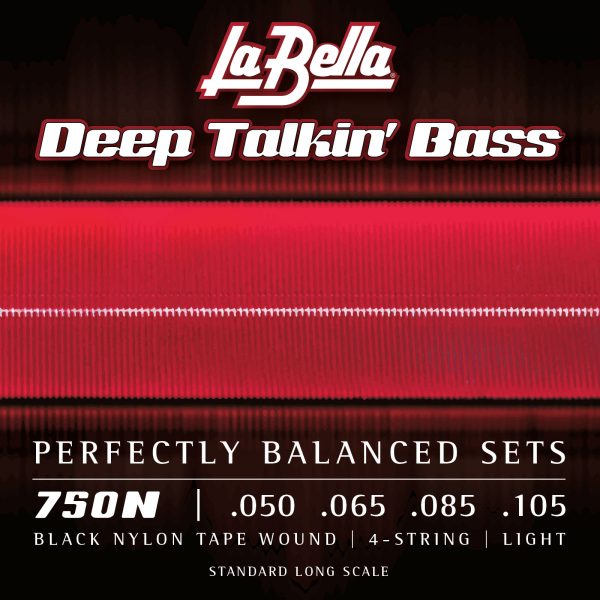 La Bella 750N Deep Talkin' Electric Bass Strings - Black Nylon Tape Wound - 4-String - Light 50-105