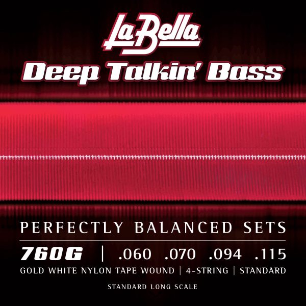 La Bella 760G Deep Talkin' Electric Bass Strings - Gold White Nylon Tape Wound - 4-String - Standard 60-115