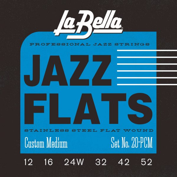 La Bella  20PCM Jazz Flats Electric Guitar Strings - Flat Wound - Custom Medium - 12-52
