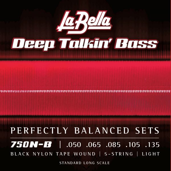 La Bella 750N-B Deep Talkin' Electric Bass Strings - Black Nylon Tape Wound - 5-String - Light 50-135