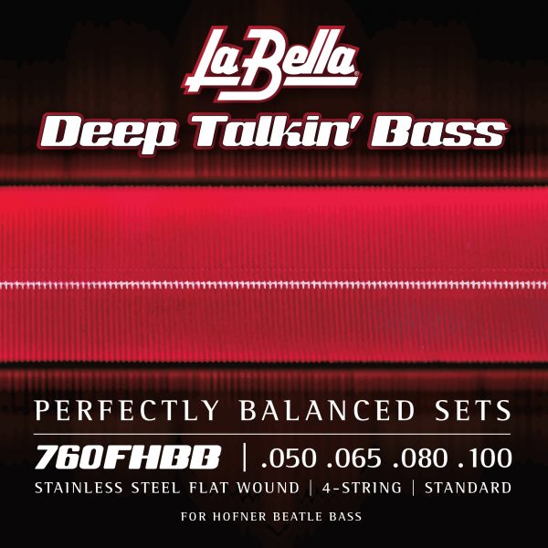 La Bella 760FHBB Deep Talkin' Electric Bass Strings - Stainless Flat Wound - 4-String - Standard 50-100 - for Hofner "Beatle" Bass