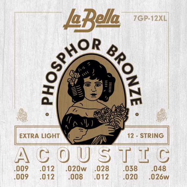 La Bella 7GP-12XL 12-String Set, Phosphor Bronze – Extra Light