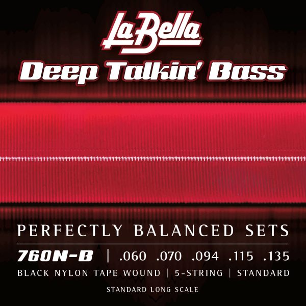 La Bella 760N-B Deep Talkin' Electric Bass Strings - Black Nylon Tape Wound - 5-String - Standard 60-135