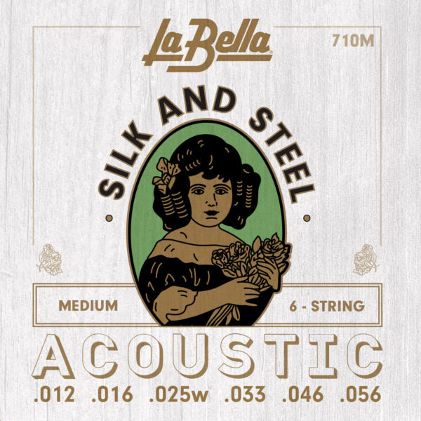 La Bella 710M Silk & Steel Acoustic Guitar Strings – Medium - 12-56