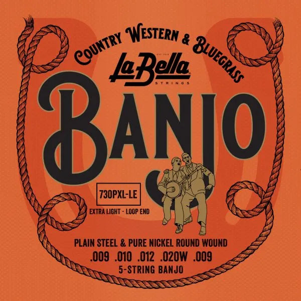 La Bella 730PXL-LE 5-String Banjo String Set, Pure Nickel, Extra Light, Loop-Ends