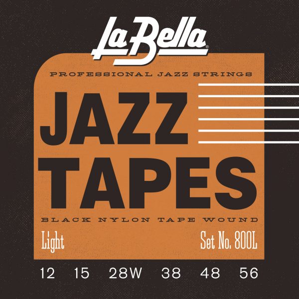 La Bella 800L Jazz Tapes Electric Guitar Strings - Black Nylon Tape Wound - 12-56