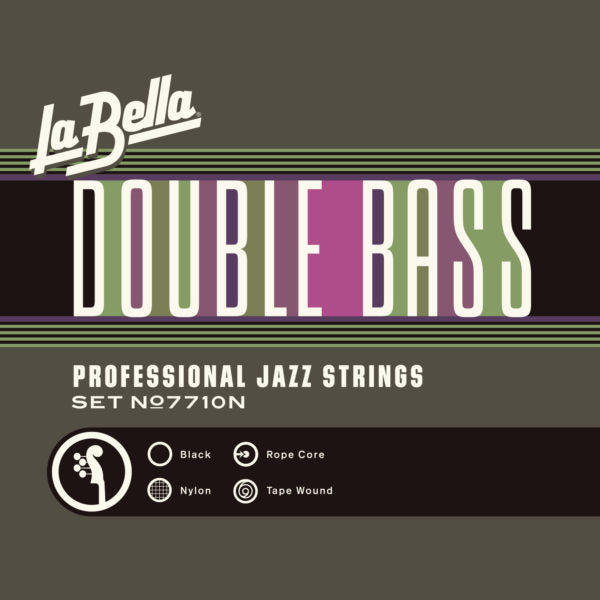 La Bella 7710N 3/4 Double Bass String Set Black Nylon Tape Wound