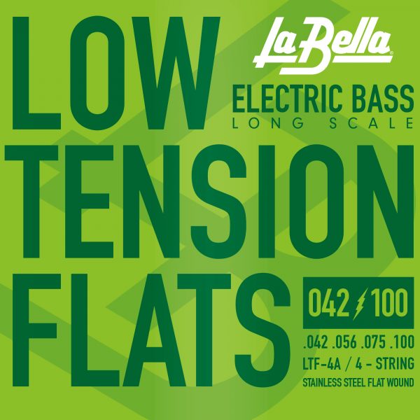La Bella LTF-4A Low Tension Flats Electric Bass Strings - Stainless Flat Wound - 4-String - Light 42-100