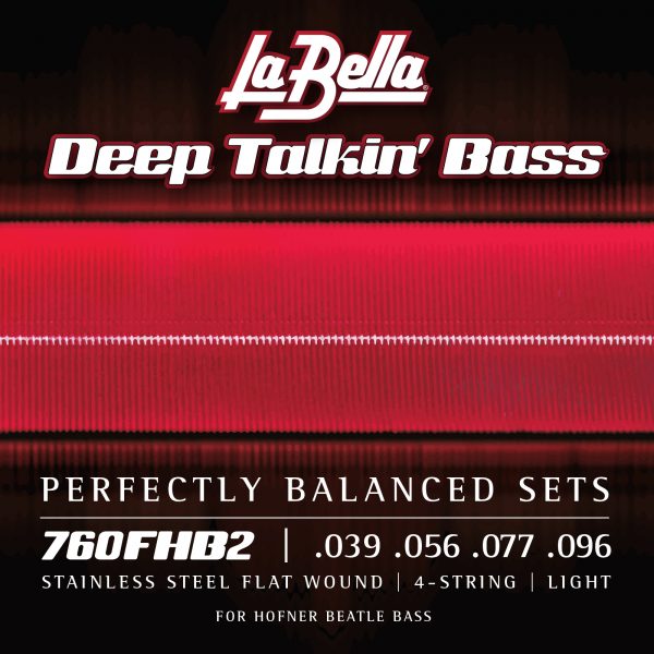 La Bella 760FHB2 Deep Talkin' Electric Bass Strings - Stainless Flat Wound - 4-String - Light 39-96 - for Hofner "Beatle" Bass