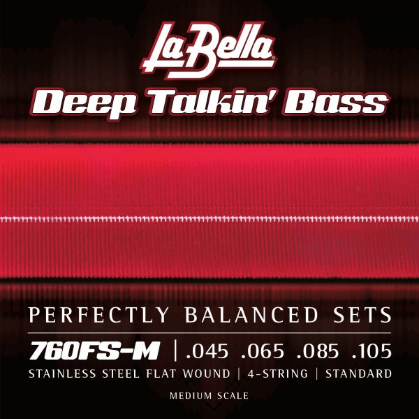 La Bella 760FS-M Deep Talkin' Electric Bass Strings - Stainless Flat Wound - 4-String - Standard 45-105 - Medium Scale