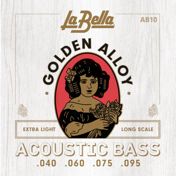 La Bella AB10 Acoustic Bass Strings - Golden Alloy - 4-String - Extra Light 40-95