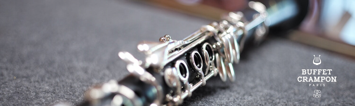 Close up image of a Buffet Crampon clarinet.