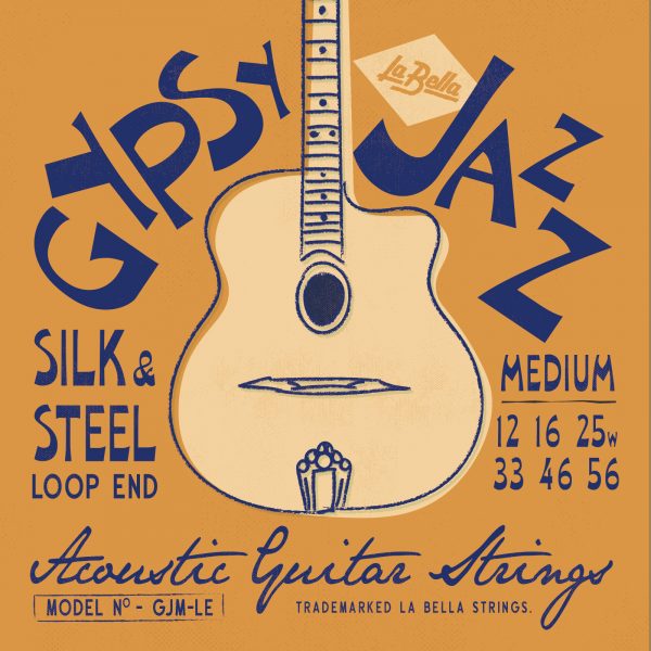 La Bella GJM-LE Gypsy Jazz Silk & Steel – Medium, Loop-Ends