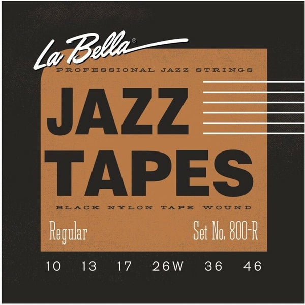 La Bella 800R Jazz Tapes Electric Guitar Strings - Black Nylon Tape Wound 10-46
