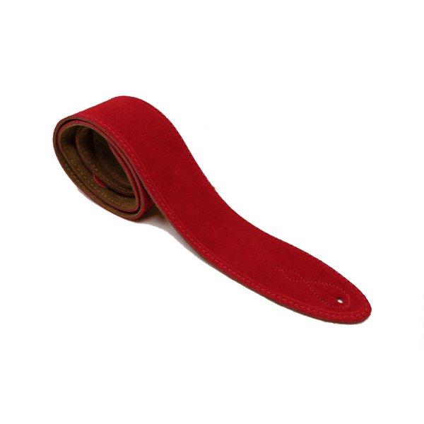 Leathergraft Comfy Bootlace Suede Leather Guitar Strap - Red