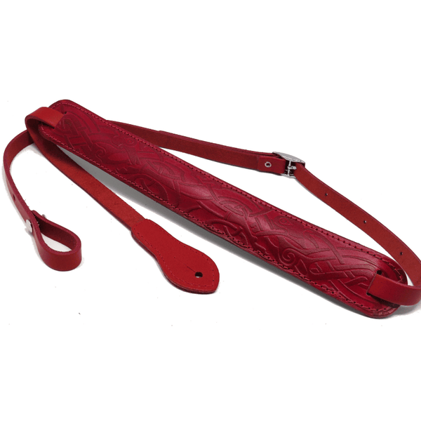 Leathergraft Mandolin Embossed Leather Strap - Red