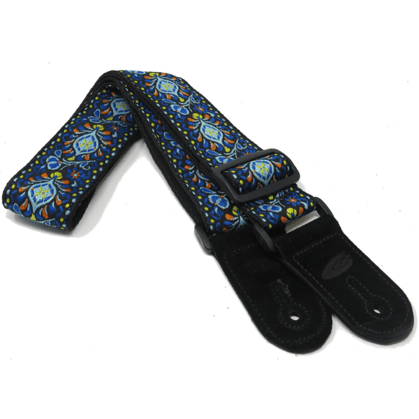 Leathergraft Jacquard Fleur Guitar Strap - Blue