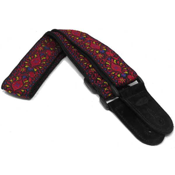 Leathergraft Jacquard Fleur Guitar Strap - Red