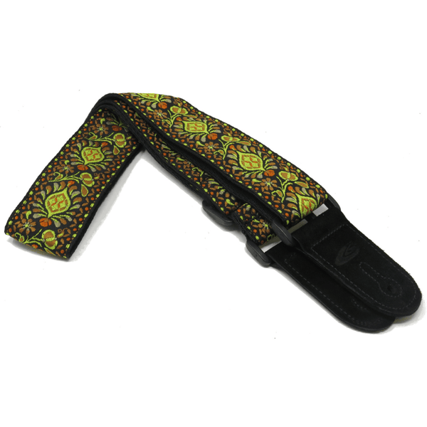 Leathergraft Jacquard Fleur Guitar Strap - Yellow/Orange