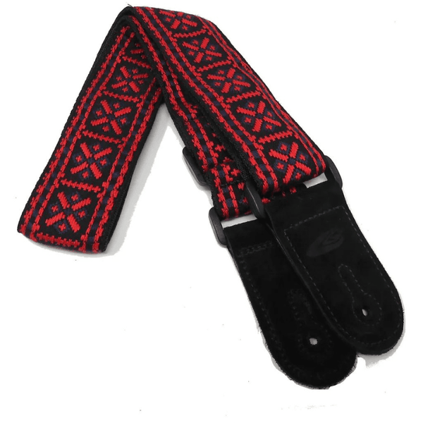 Leathergraft Jacquard Knight Guitar Strap - Red/Black