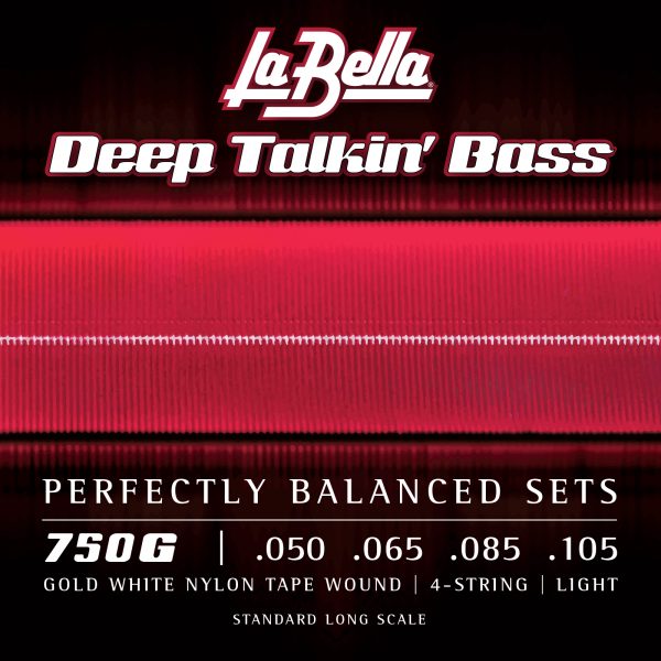 La Bella 750G Deep Talkin' Electric Bass Strings - Gold White Nylon Tape Wound - 4-String - Light 50-105