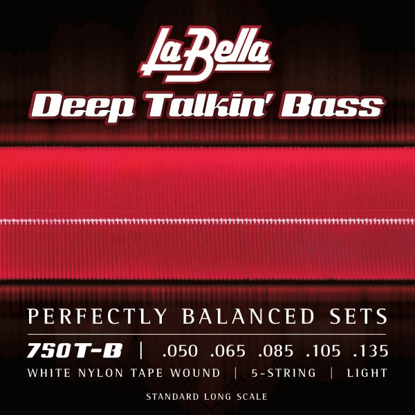 La Bella 750T-B Deep Talkin' Electric Bass Strings - White Nylon Tape Wound - 5-String - Light 50-135
