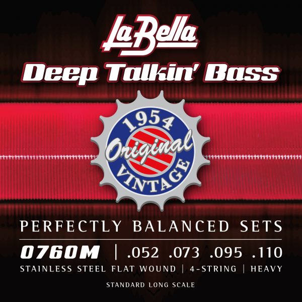 La Bella 0760M Deep Talkin' Electric Bass Strings Original 1954 Style - Stainless Flat Wound - 4-String - Heavy 52-110