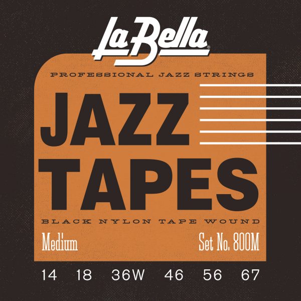 La Bella 800M Jazz Tapes Electric Guitar Strings - Black Nylon Tape Wound - 14-67