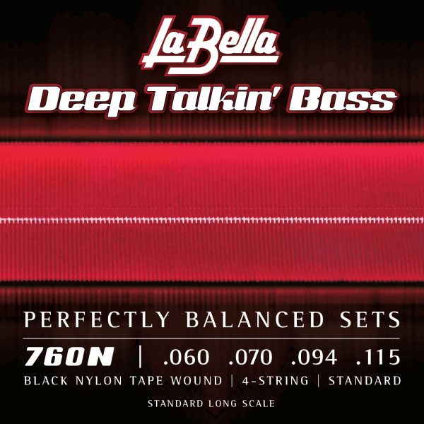 La Bella 760N Deep Talkin' Electric Bass Strings - Black Nylon Tape Wound - 4-String - Standard 60-115