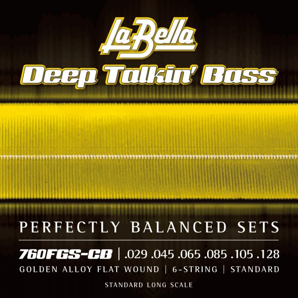 La Bella 760FGS-CB Deep Talkin' Electric Bass Strings - Golden Alloy Flat Wound - 6-String - 29-128