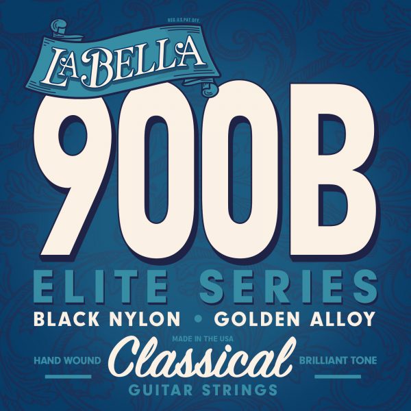 La Bella 900-B Elite - Classical Guitar Strings - Black Nylon - Golden Alloy