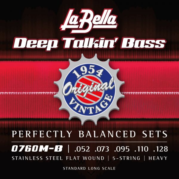La Bella 0760M-B Deep Talkin' Electric Bass Strings Original 1954 Style - Stainless Flat Wound - 5-String - Heavy 52-128