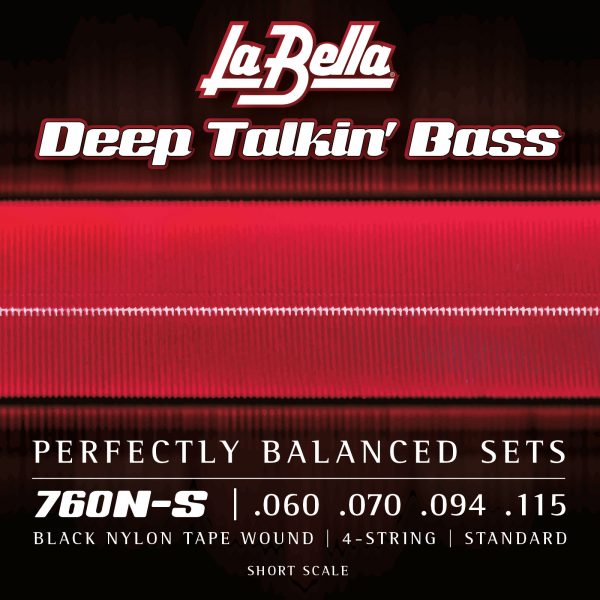 La Bella 760N-S Deep Talkin' Electric Bass Strings - Black Nylon Tape Wound - 4-String - Standard 60-115 - Short Scale