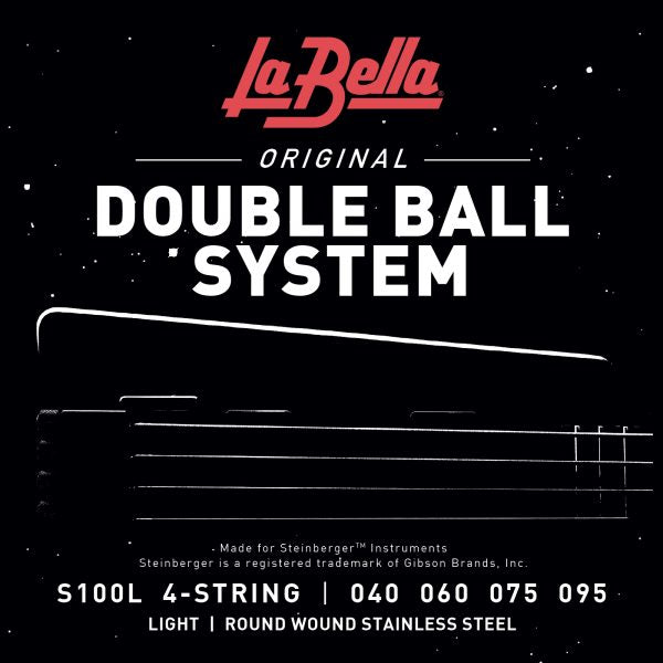 La Bella S100L Double Ball End Electric Bass Strings - Stainless Round Wound - 4-String - Light 40-95