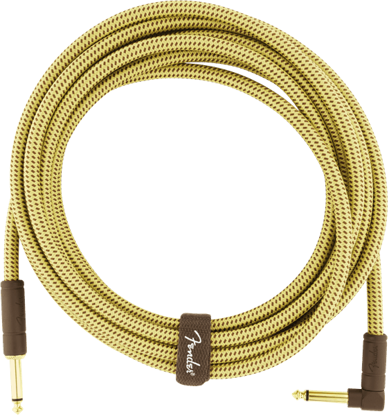 Fender Deluxe Series Instrument Cable, Straight/Angle, 15′, Tweed
